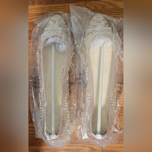 NWT IN BOX Blush Beaded Flats - Picture 4 of 6